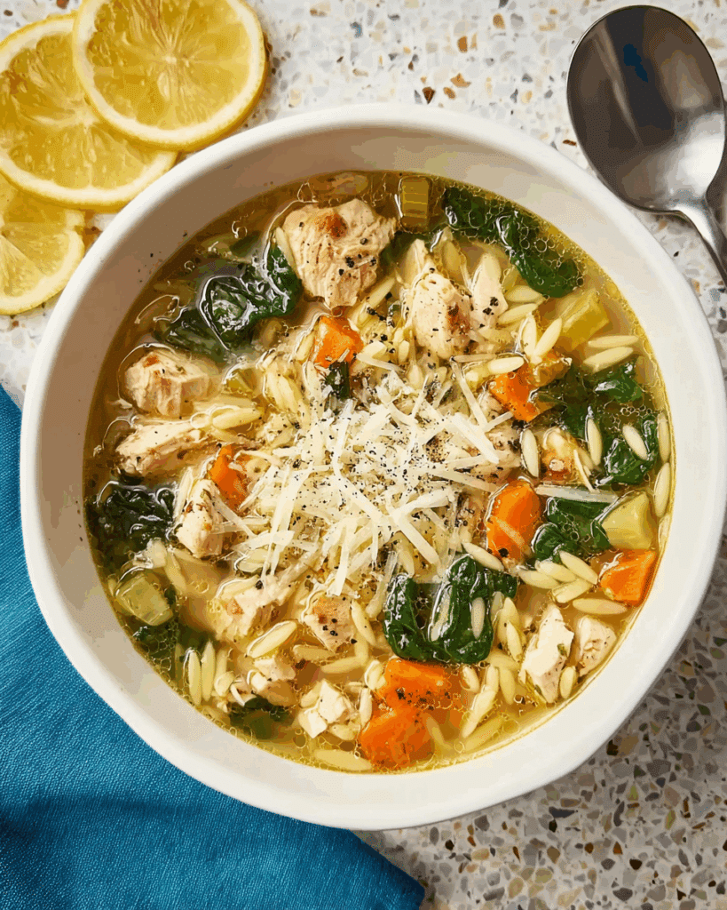 Lemon Chicken Orzo Soup