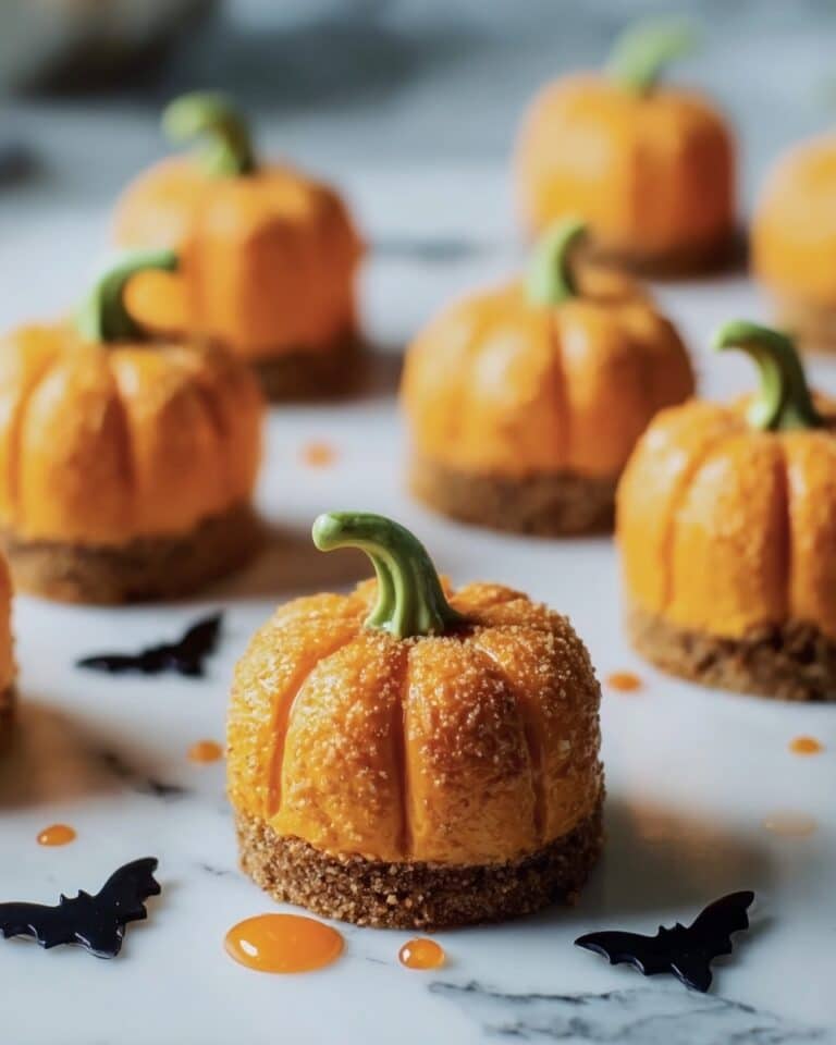 Pumpkin Cheesecake Bites with Spooky Pumpkin Stem Decorations Recipe
