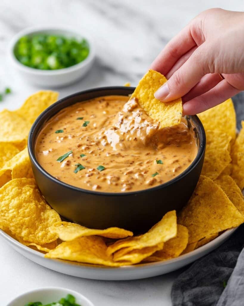 Creamy Cottage Cheese Queso with Ground Beef Recipe