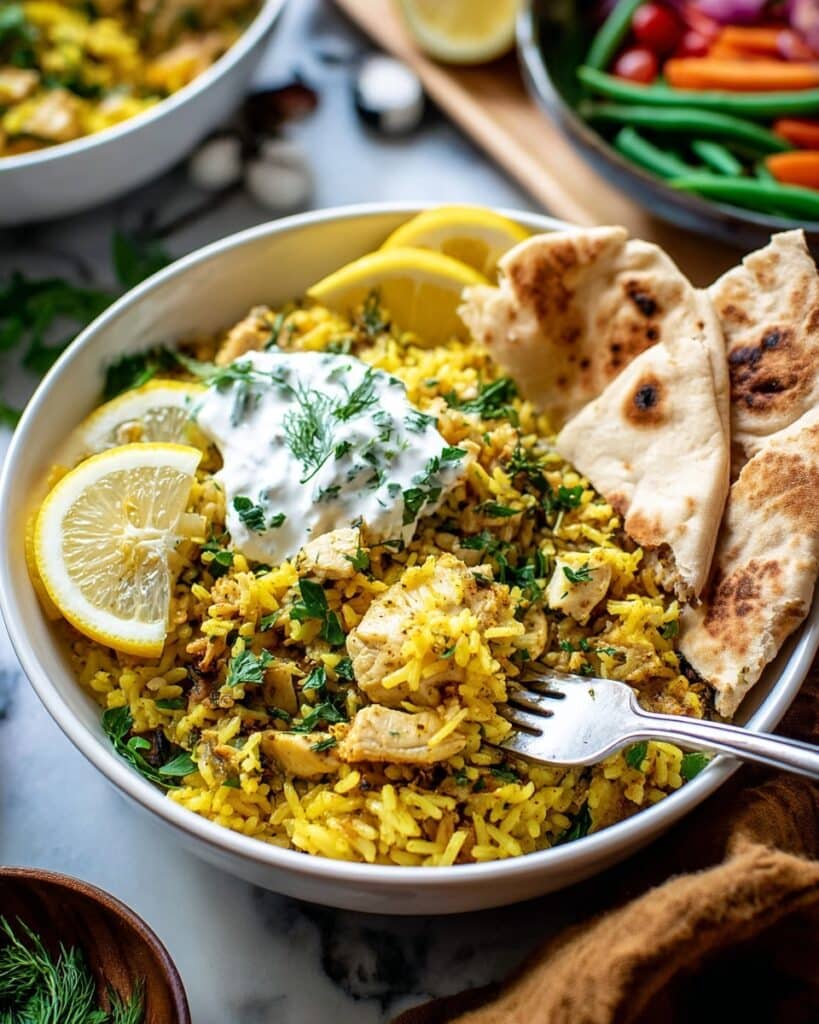 Dump-and-Bake Chicken Tzatziki and Rice Recipe