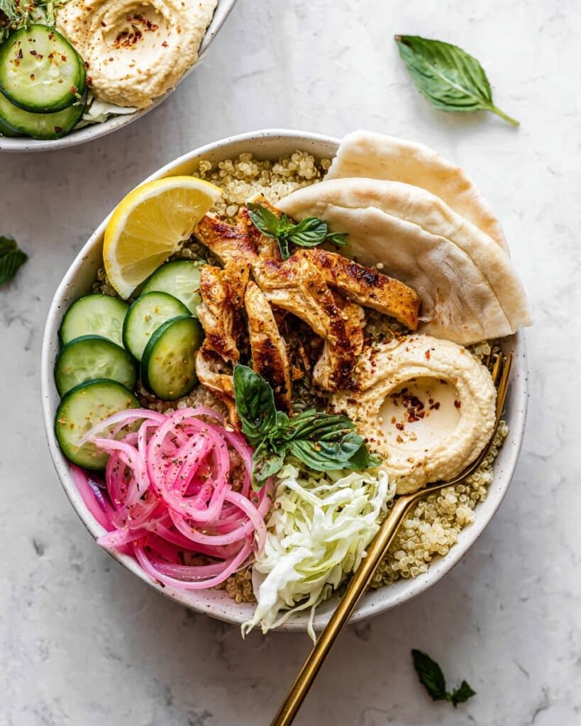Easy Hummus Bowls with Chicken Shawarma (or Roasted Veggie Shawarma!) Recipe
