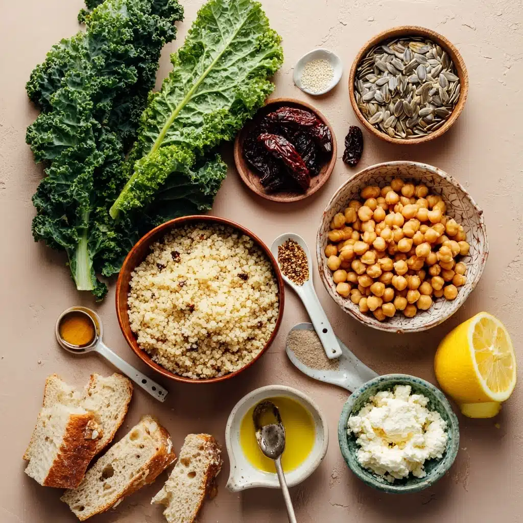 Lemony Quinoa Kale Salad with Crispy Chickpeas Recipe - Recipe Image