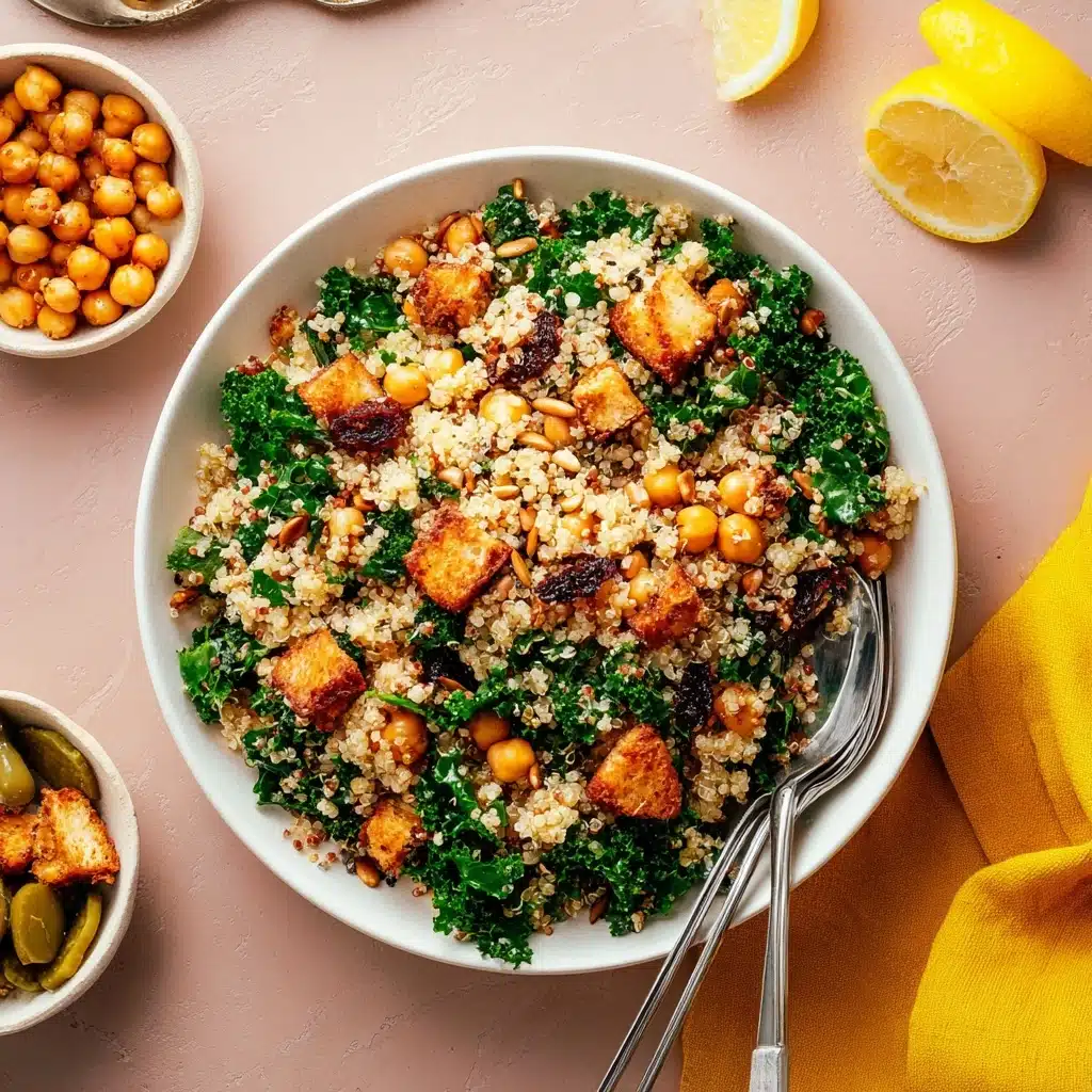 Lemony Quinoa Kale Salad with Crispy Chickpeas Recipe - Recipe Image
