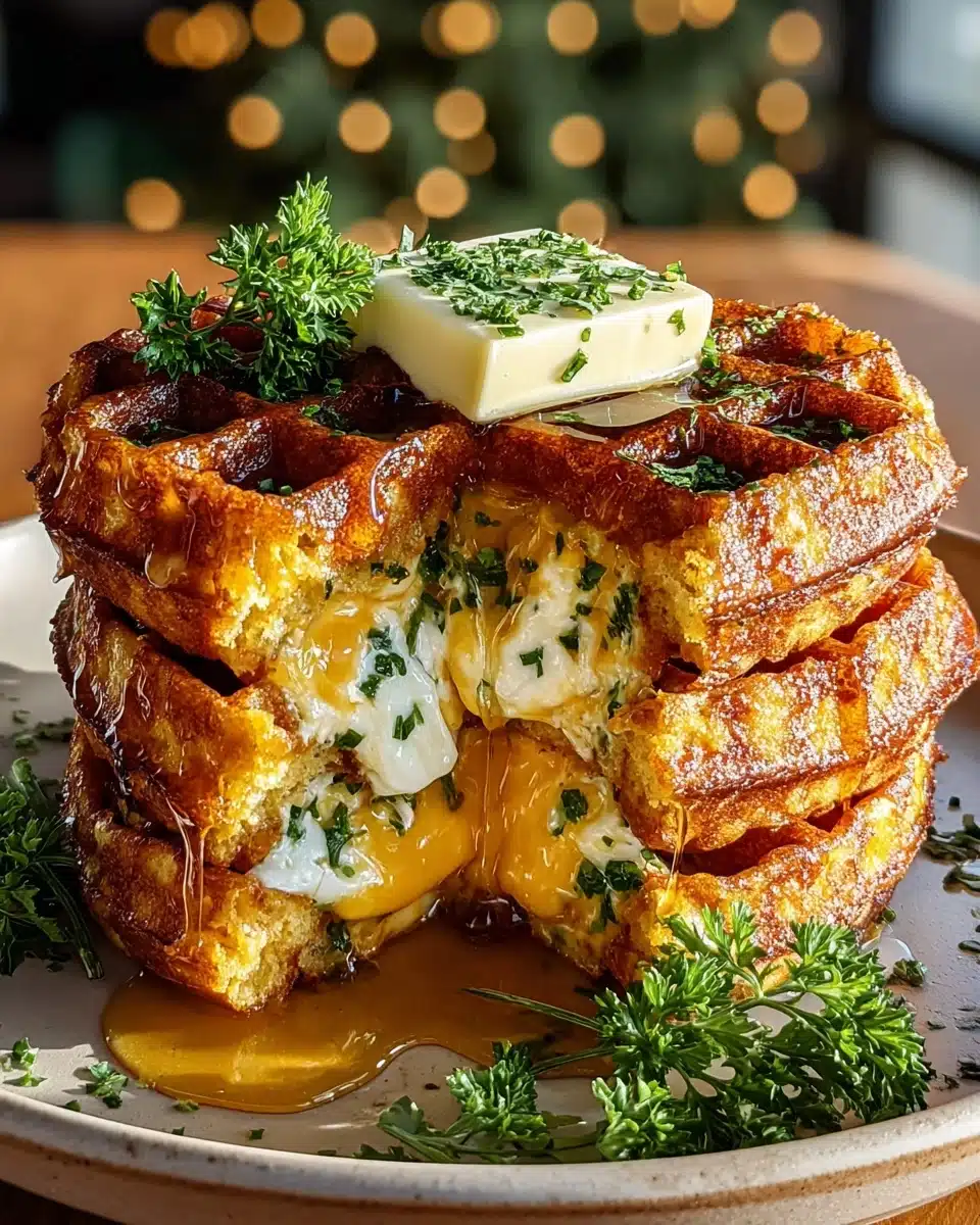 Cheddar Jalapeño Cornbread Waffles Recipe - Recipe Image