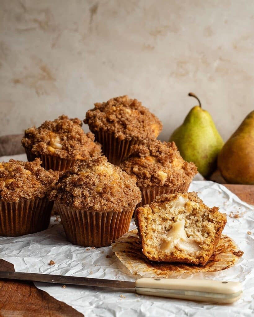 Chai Spiced Pear Muffins with Oatmeal Streusel Recipe