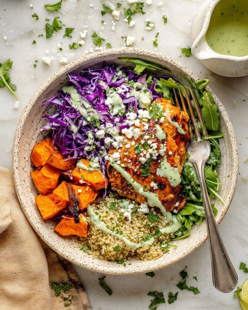 Sheet Pan Hot Honey Chicken and Veggie Glow Bowls Recipe