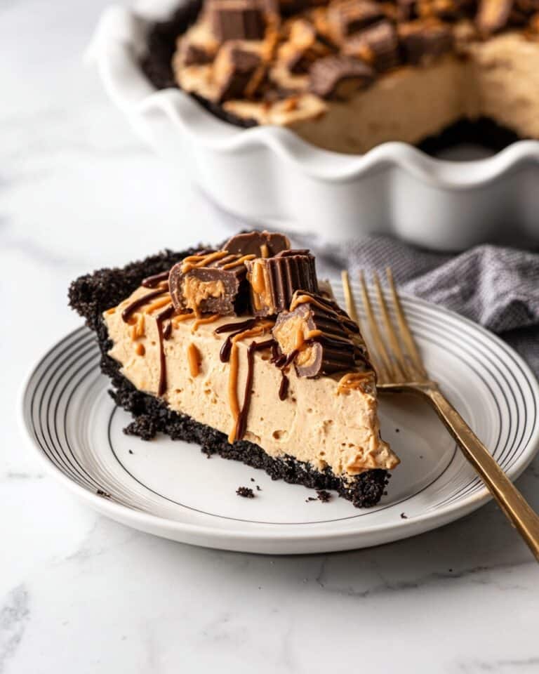 No-Bake Peanut Butter Pie with Chocolate Cookie Crust and Toppings Recipe