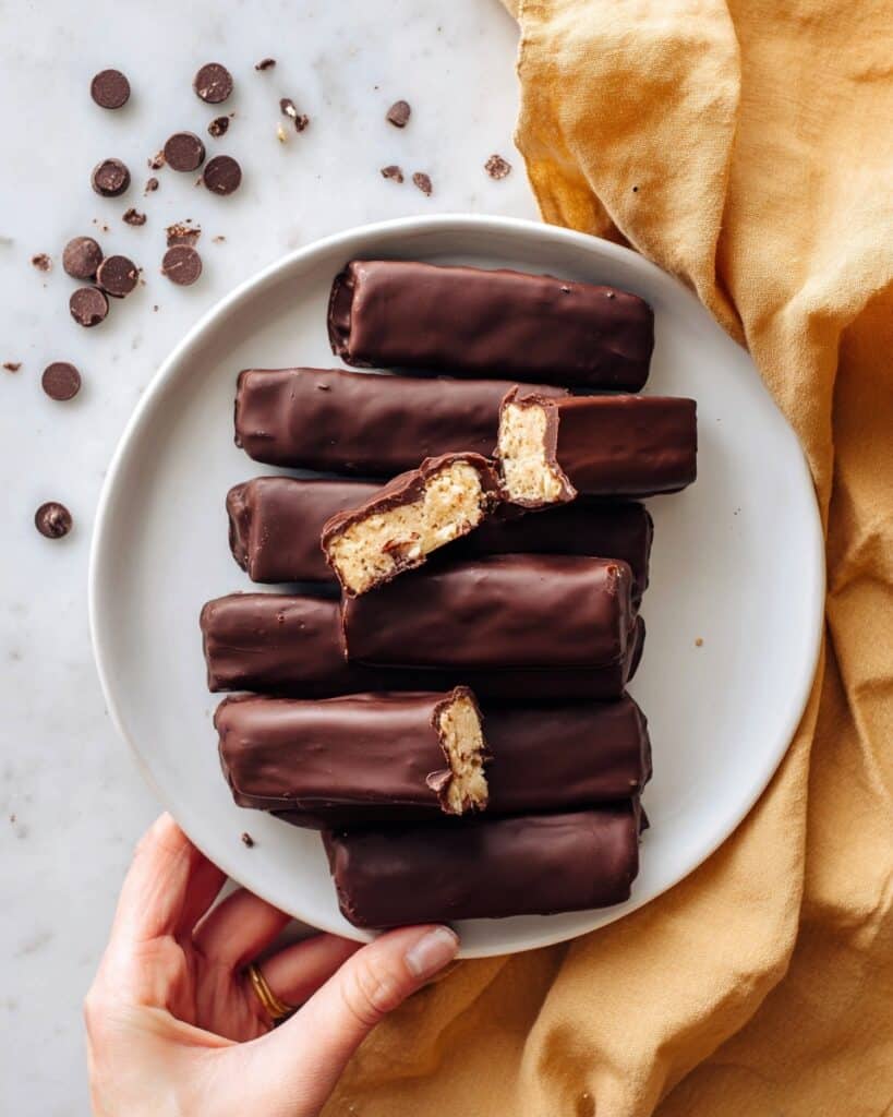 Homemade Vegan Gluten-Free Twix Bars with Date Caramel and Chocolate Coating Recipe