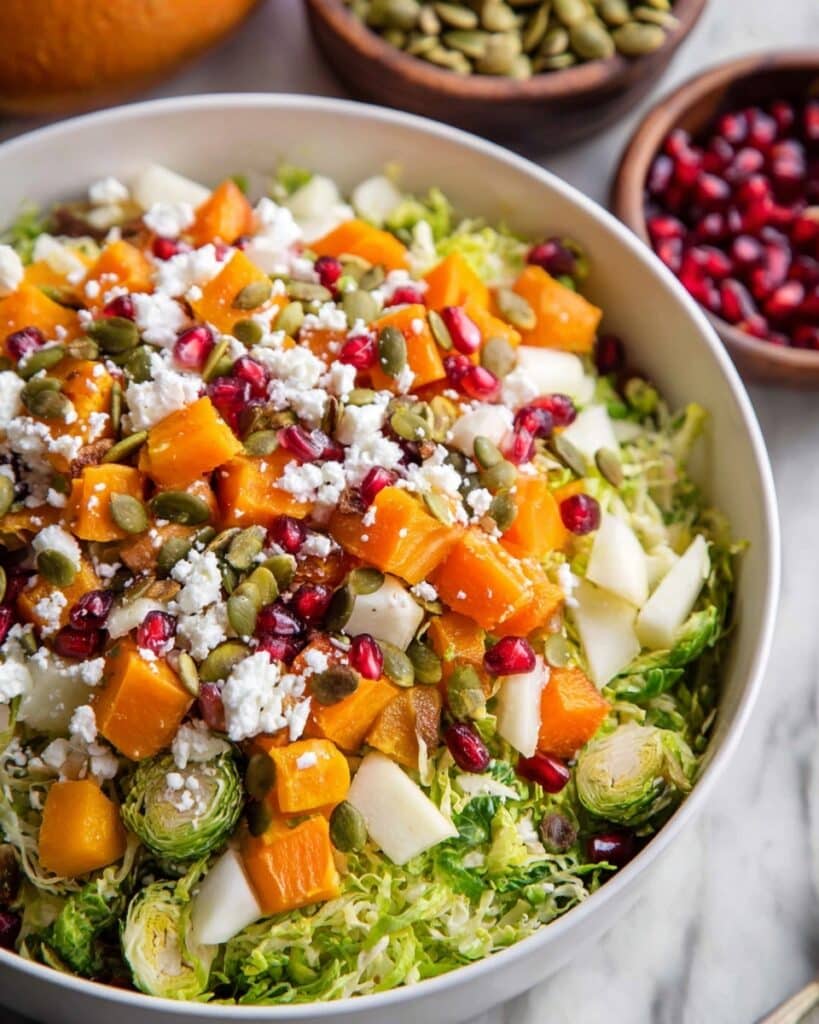 Roasted Butternut Squash, Brussels Sprouts, and Sweet Potato Salad with Cranberry Glaze Recipe