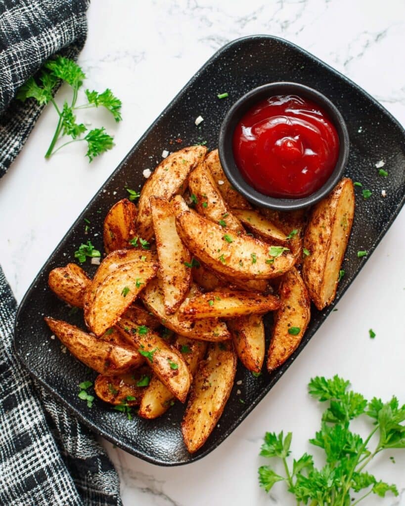 Crispy Air Fryer Potato Wedges with Garlic, Parmesan, and Paprika Recipe