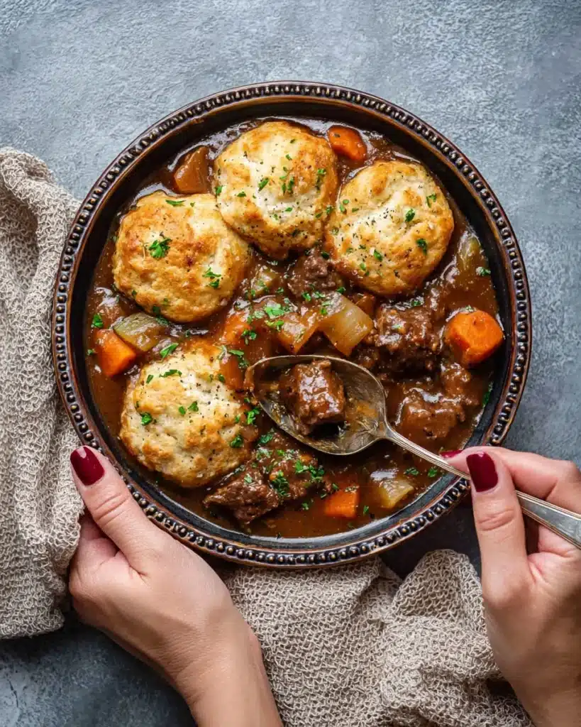 Slow Cooker Beef Stew and Dumplings Recipe