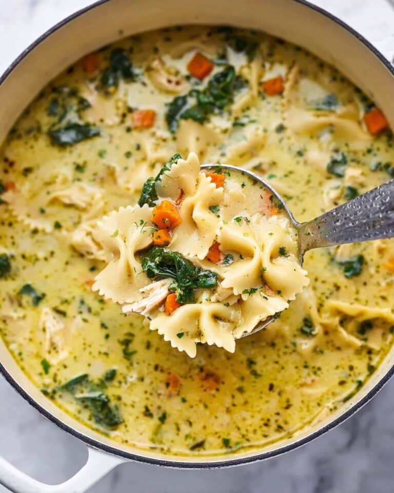 Creamy White Lasagna Soup with Chicken and Spinach Recipe