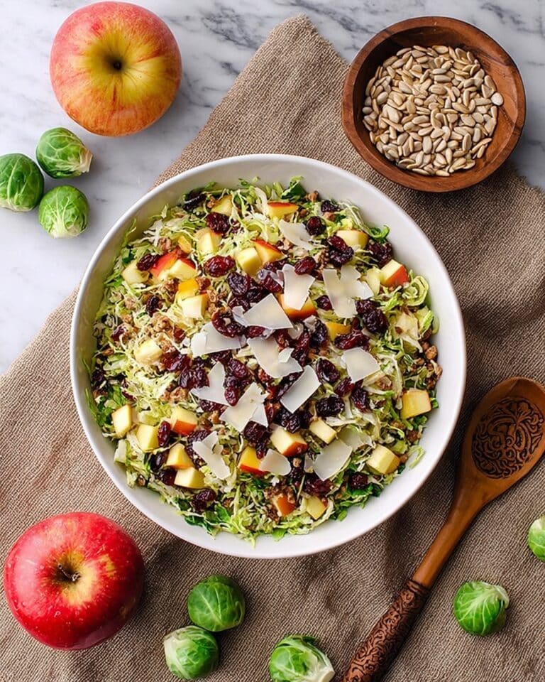 Shaved Brussels Sprouts Salad with Apple and Cranberries Recipe