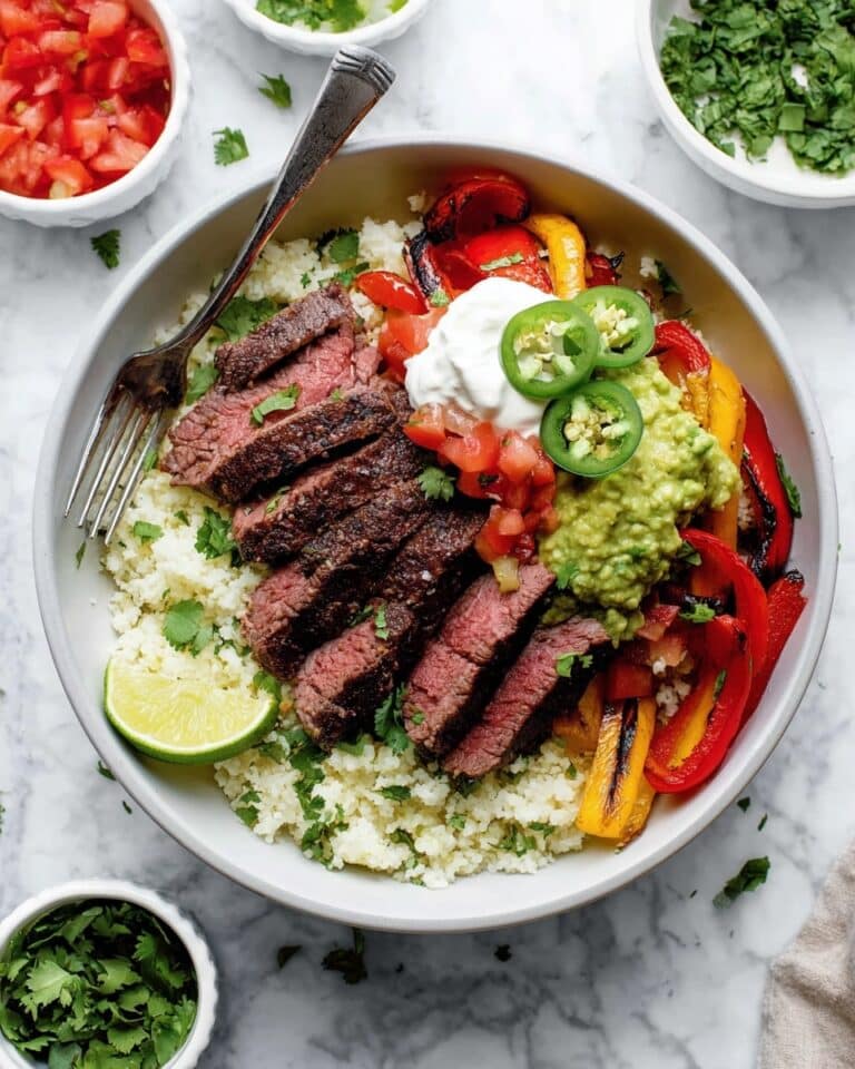 Teak Fajita Bowls with Cilantro-Lime Cauliflower Rice Recipe