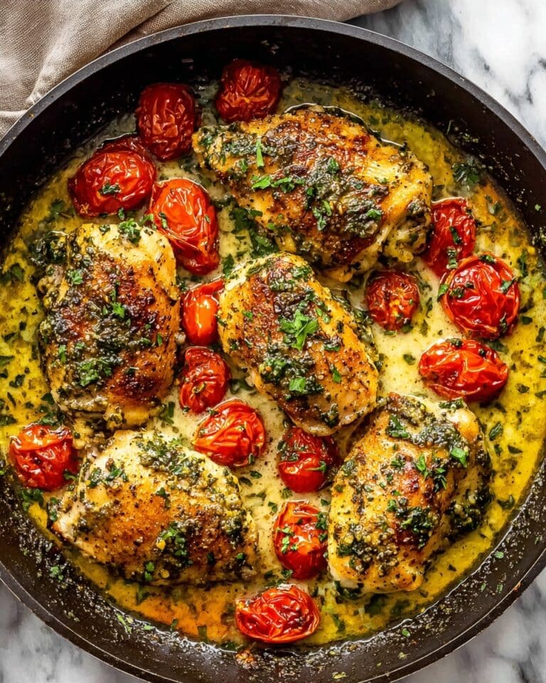 Creamy Pesto Chicken with Cherry Tomatoes Recipe