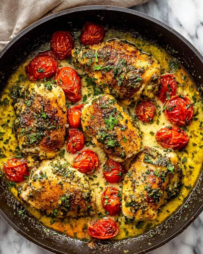 Creamy Pesto Chicken with Cherry Tomatoes Recipe