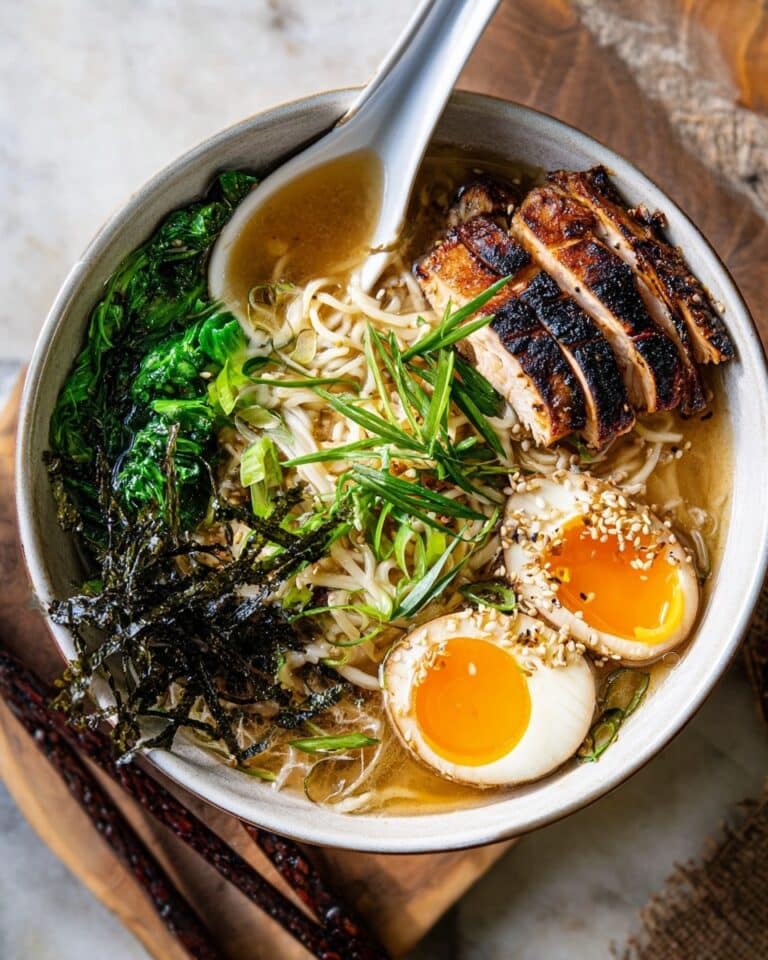 Homemade Chicken Ramen with Rich Broth, Soft-Boiled Eggs, and Fresh Toppings Recipe