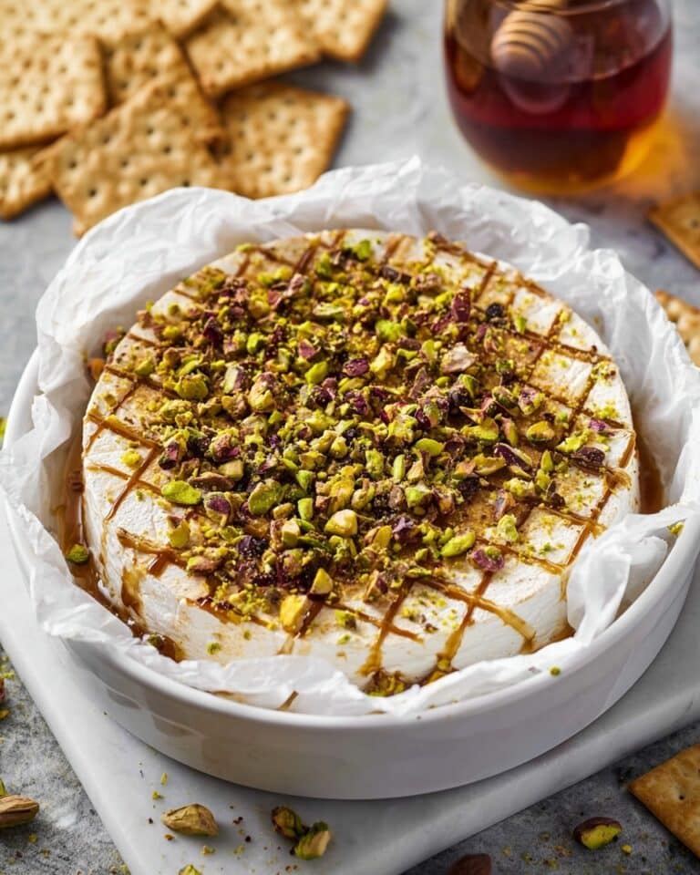 Hot Honey Pistachio Baked Brie Recipe