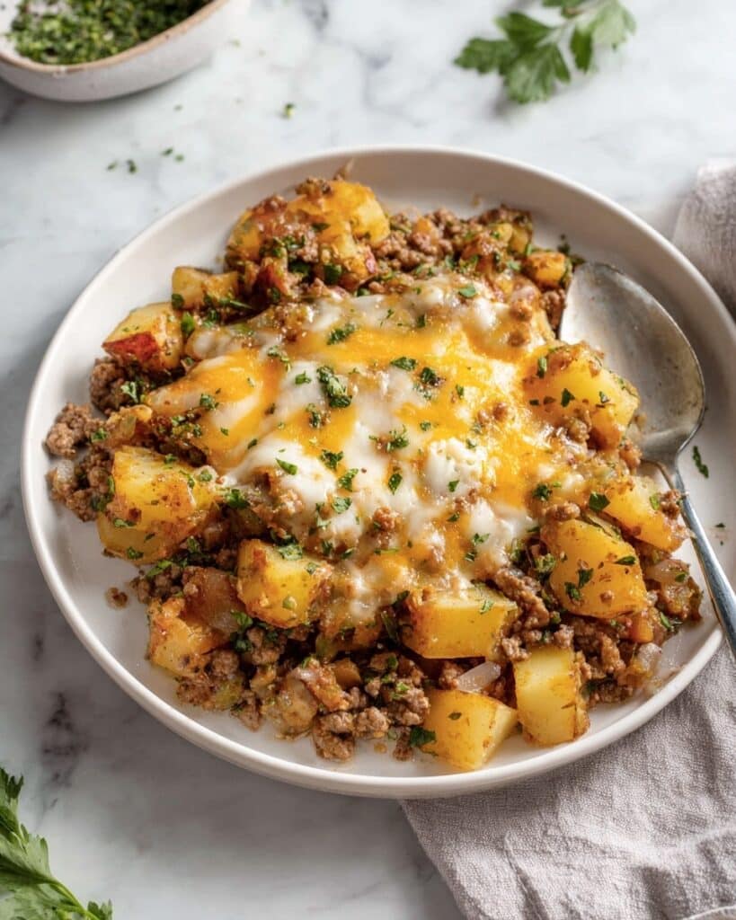 Cheesy Ground Beef and Potatoes Recipe