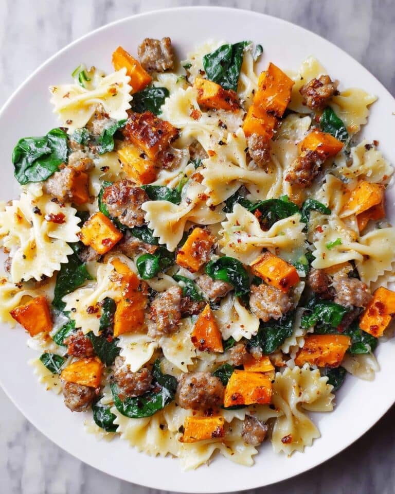 Creamy Roasted Butternut Squash Pasta with Sausage and Spinach Recipe