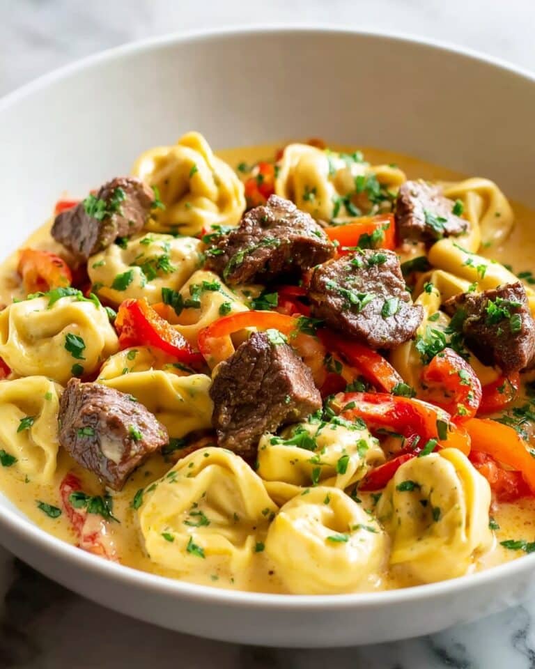 Creamy Cowboy Butter Tortellini with Steak, Carrots, and Bell Peppers Recipe