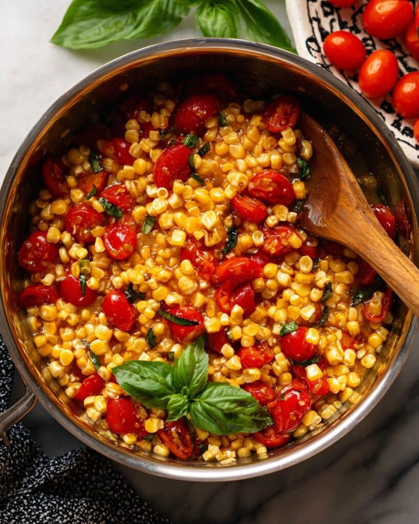 Sauteed Corn and Tomatoes with Fresh Basil Recipe