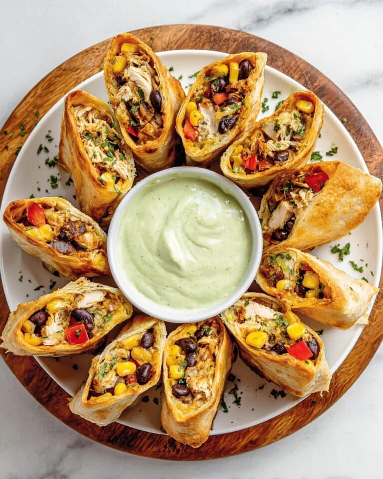 Southwest Chicken and Veggie Egg Rolls with Creamy Avocado Ranch Dipping Sauce Recipe