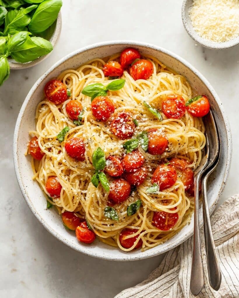 Roasted Tomato and Garlic Spaghetti Recipe