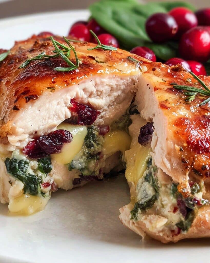 Cranberry & Spinach Stuffed Chicken Breasts with Brie Recipe