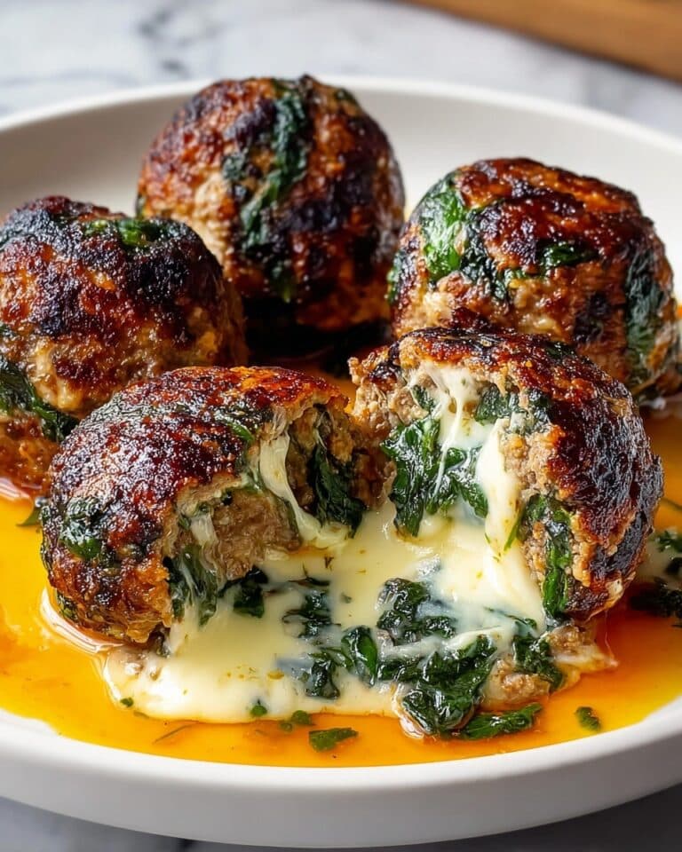 Spinach Garlic Meatballs Stuffed with Mozzarella Recipe