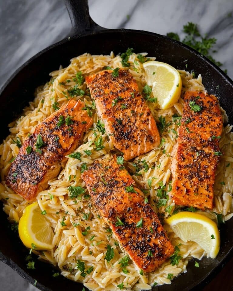 Pan-Fried Salmon with Creamy Lemon Orzo Recipe
