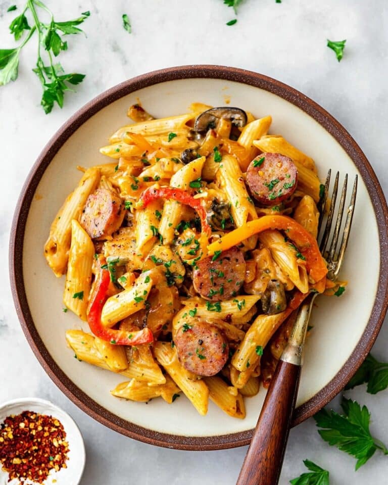 One Pot Creamy Cajun Sausage Pasta Recipe
