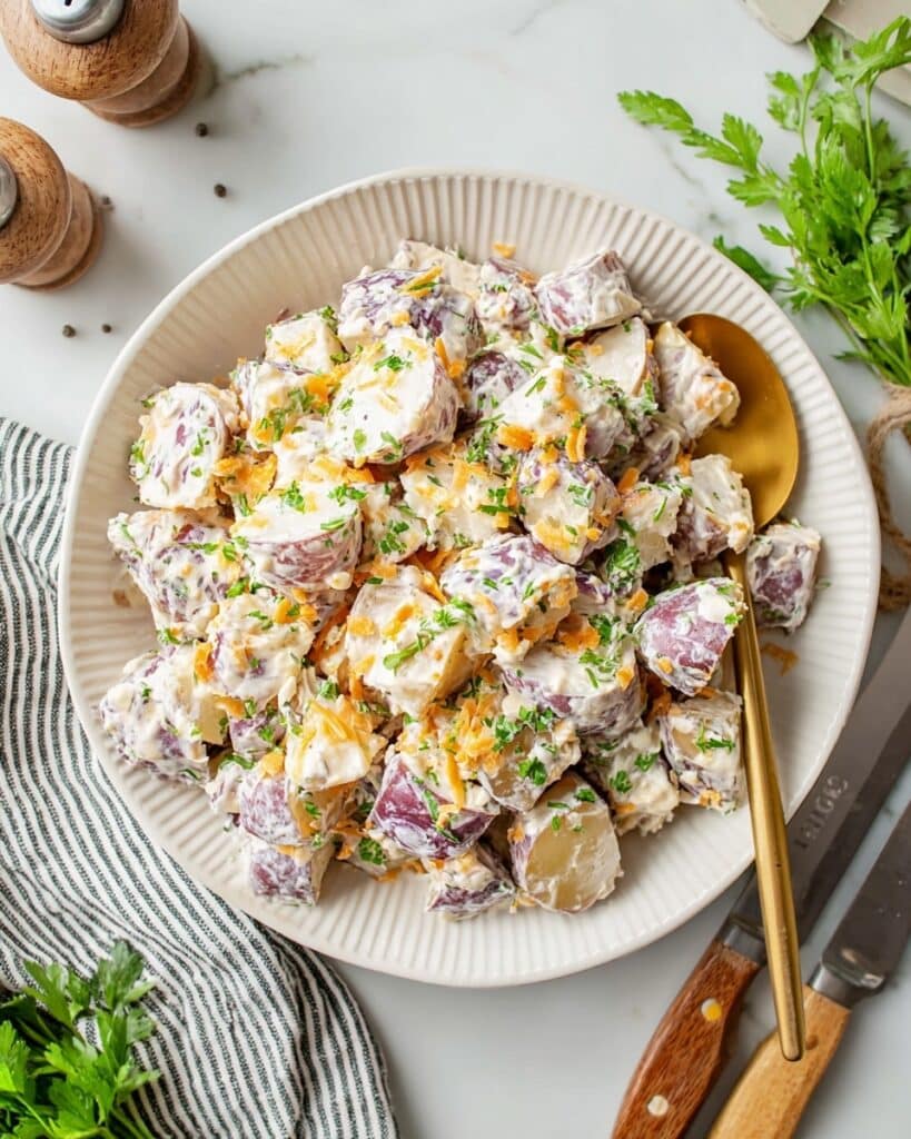 Steakhouse Potato Salad with Bacon, Cheddar, and Dill Pickles Recipe