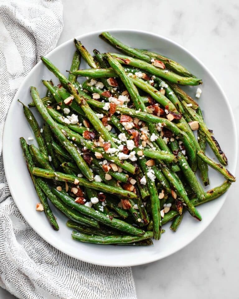Roasted Green Beans with Almond Breadcrumbs and Feta Recipe
