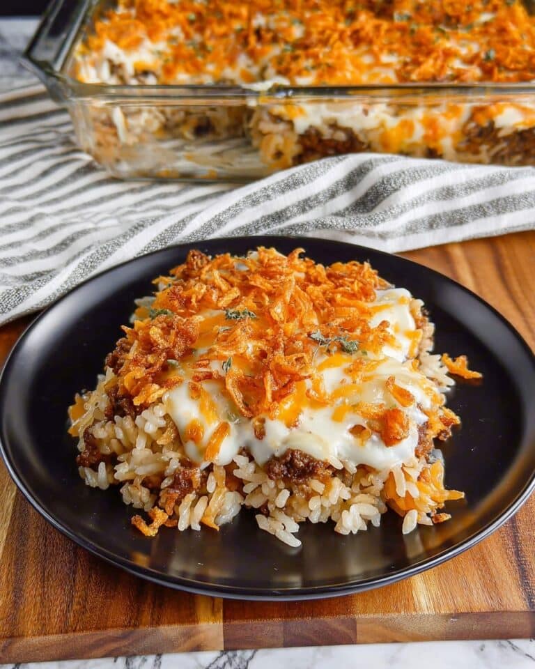French Onion Ground Beef and Rice Casserole Recipe