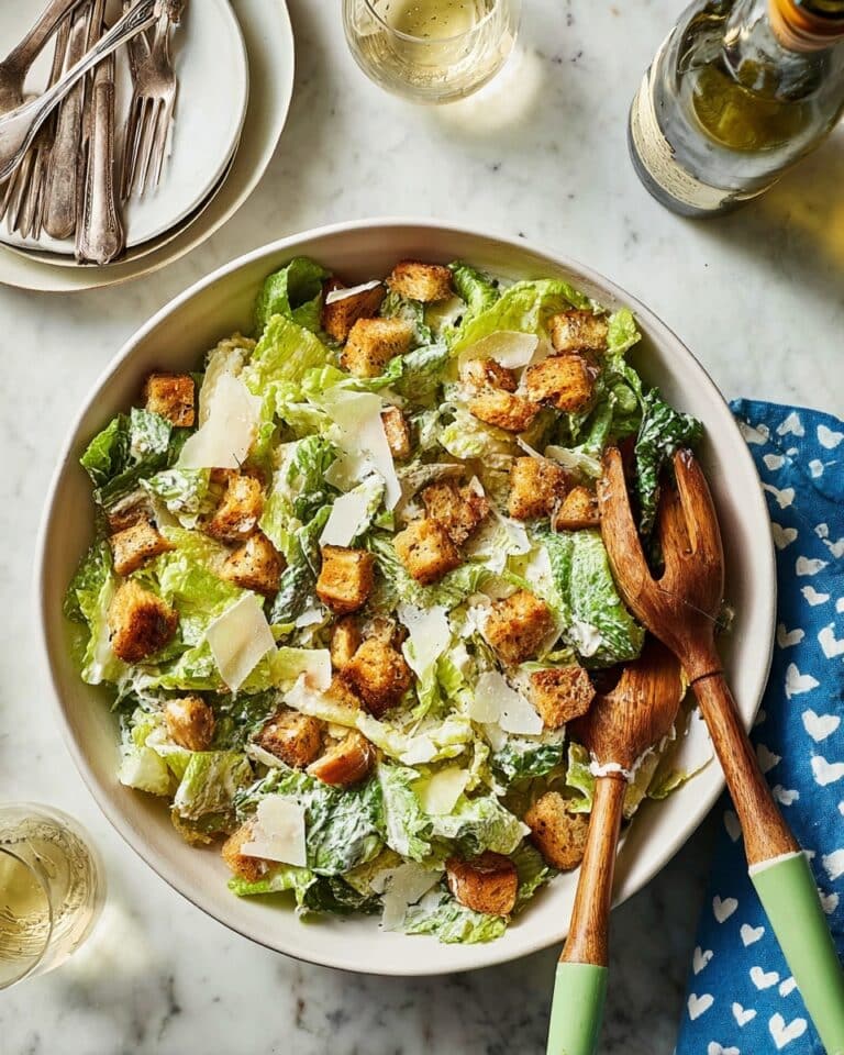 Classic Caesar Salad with Homemade Dressing and Croutons Recipe