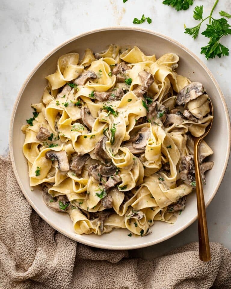Creamy Beef Stroganoff with Egg Noodles Recipe