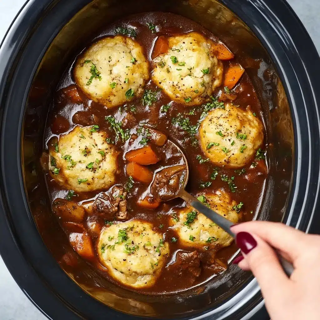 Slow Cooker Beef Stew and Dumplings Recipe - Recipe Image