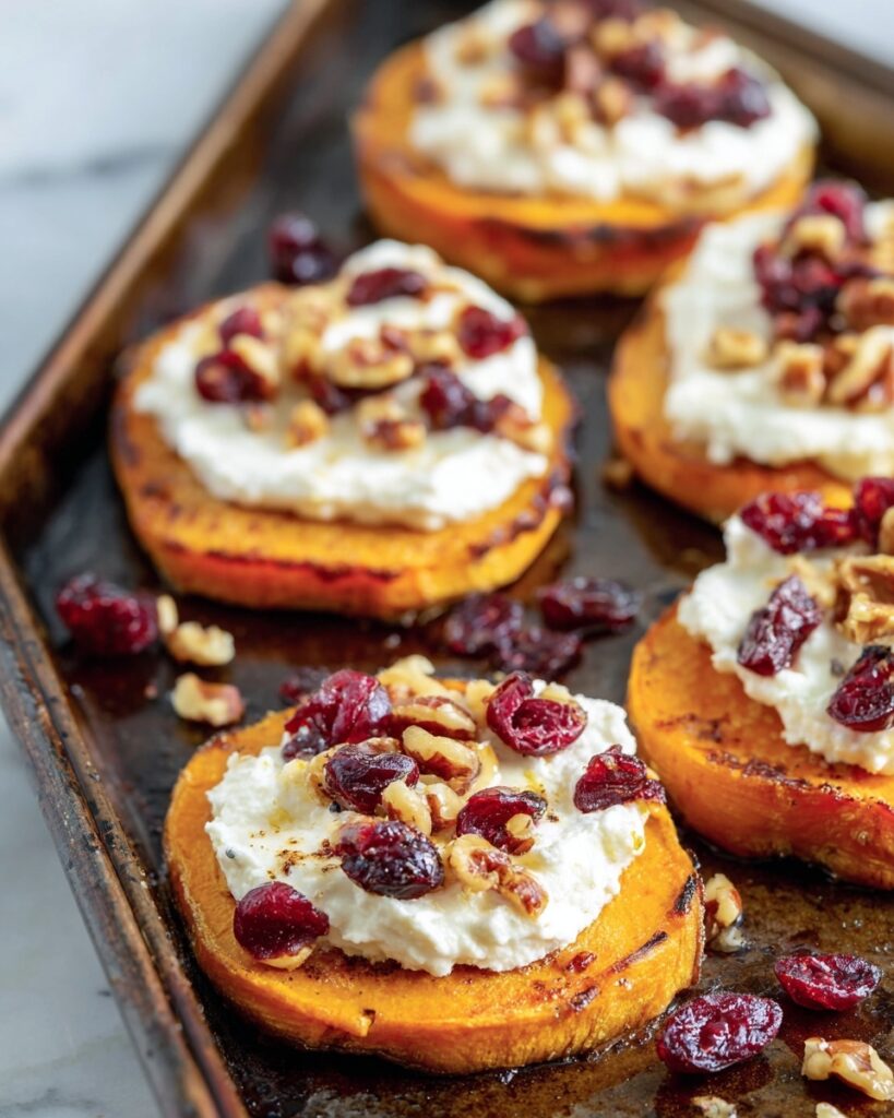 Sweet Potato Rounds with Goat Cheese and Cranberries Recipe