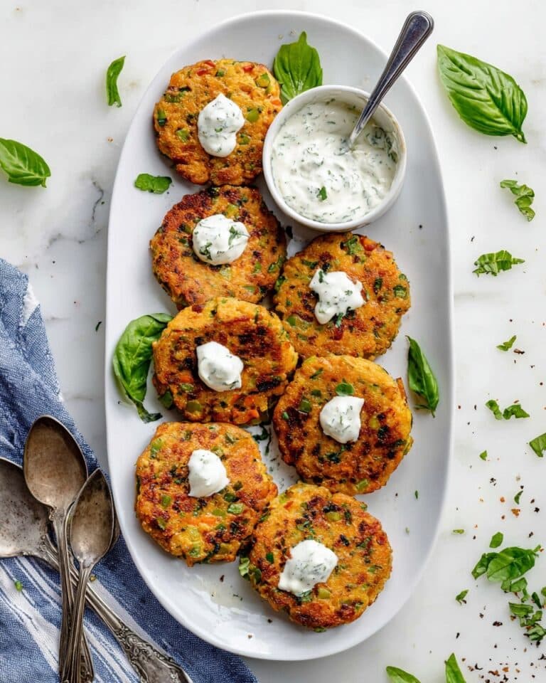 Vegetable Chickpea Fritters with Lemon Herb Yogurt Sauce Recipe