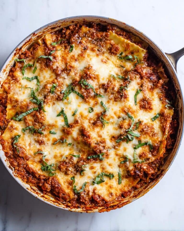 One Pan Skillet Lasagna with Ground Beef or Turkey Recipe