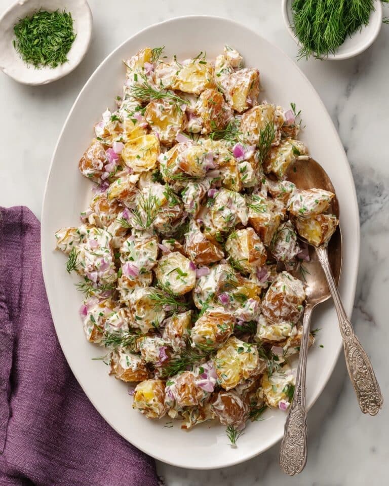 Crispy Smashed Potato Salad with Herb Yogurt Sauce Recipe