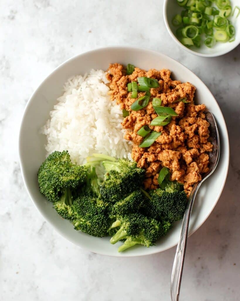Firecracker Ground Chicken Bowl with Rice Recipe