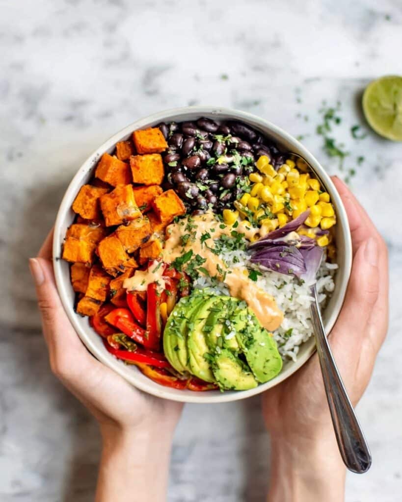Vegan Sweet Potato Burrito Bowl Recipe