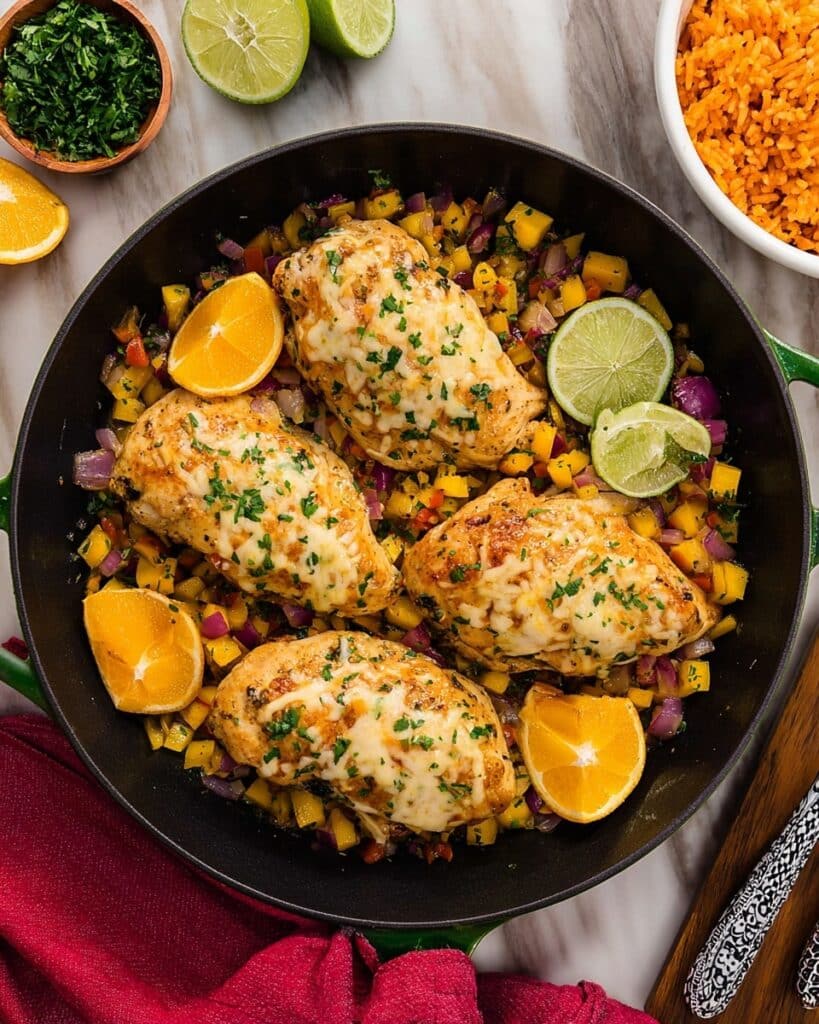Baja Chicken Skillet with Citrus, Garlic, and Melted Pepper Jack Cheese Recipe