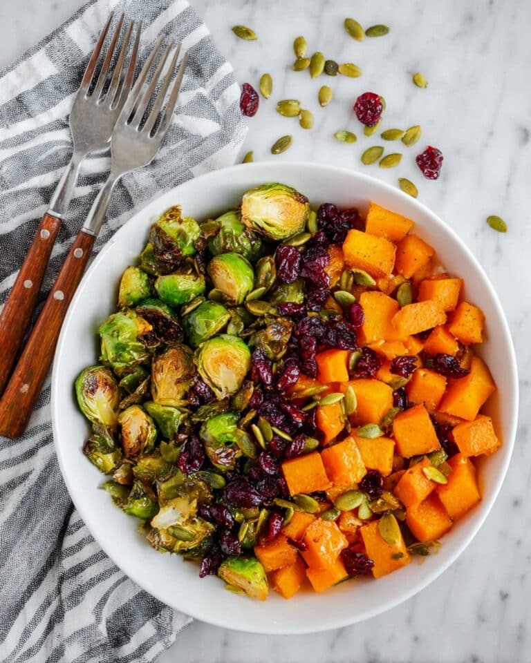 Maple Roasted Butternut Squash and Brussels Sprouts Recipe