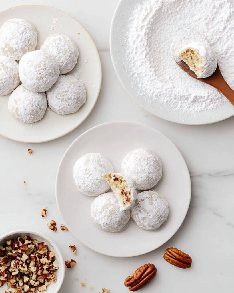 Snowball Cookies: Buttery Shortbread with Pecans coated in Powdered Sugar Recipe