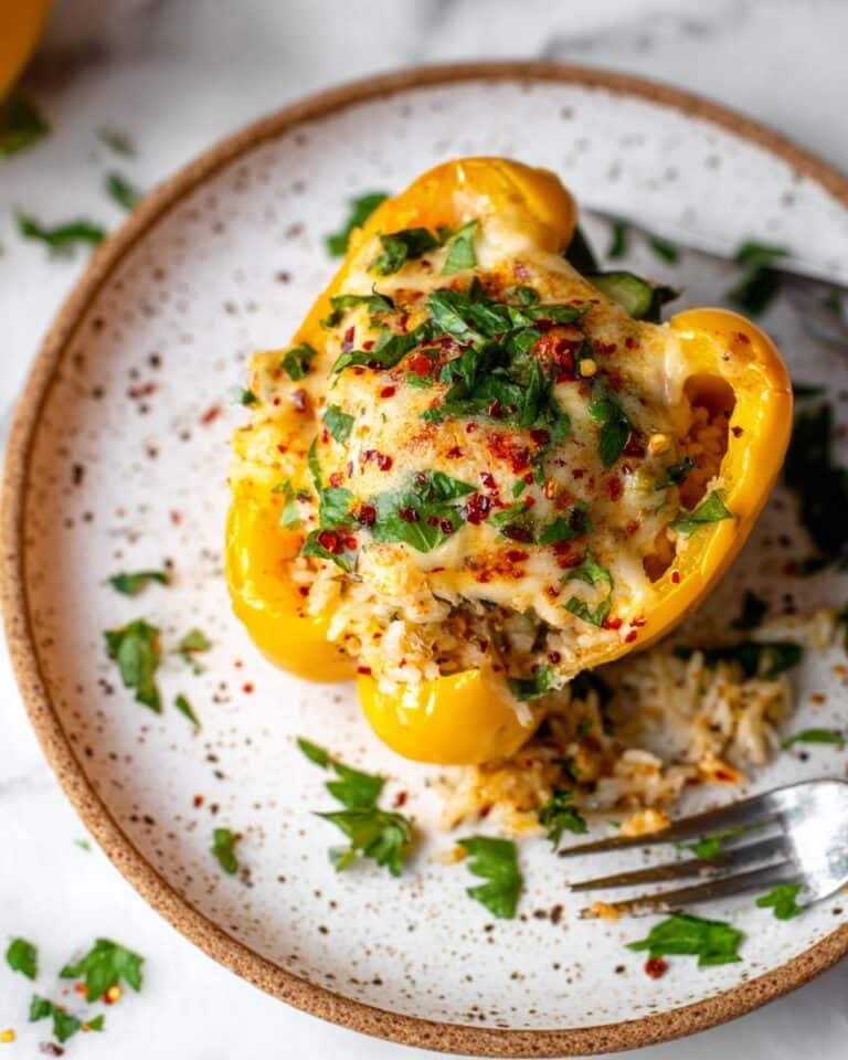 Cheesy Chicken & Rice Stuffed Peppers Recipe