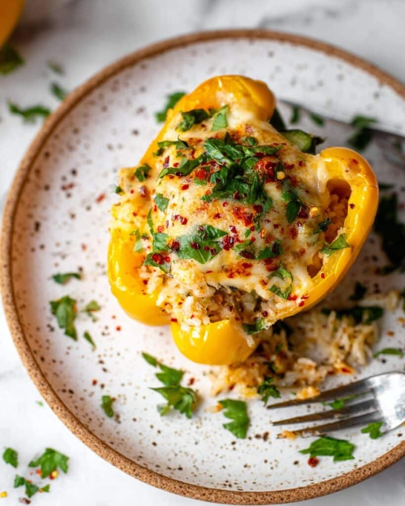 Cheesy Chicken & Rice Stuffed Peppers Recipe