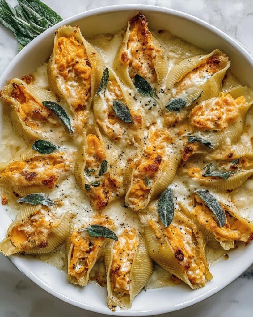 Pumpkin & Gouda Stuffed Shells with Brown Butter Sage Alfredo Recipe